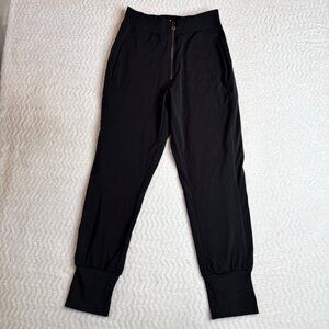 Varley Black High-Waisted Joggers With Zipper Fly & Pockets